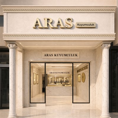 Aras Kuyumculuk tabela ve mağaza cephesi